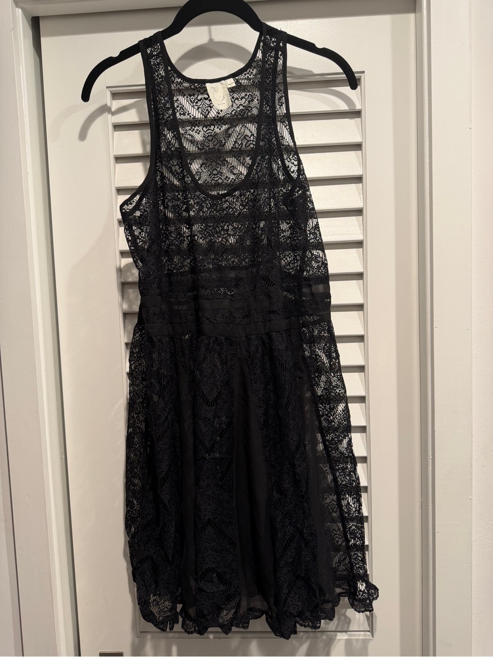 Eloise Black Lace Dress Slip Nightgown- Medium